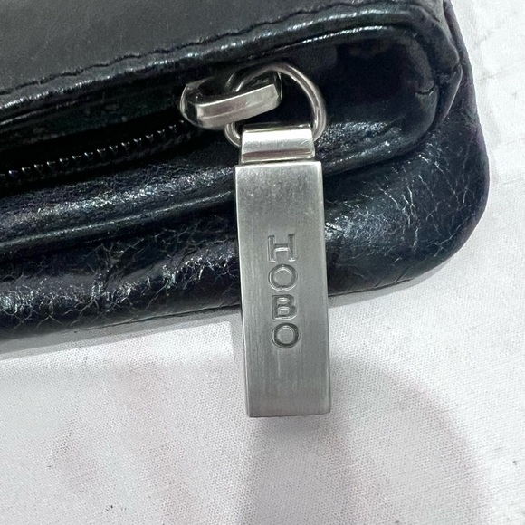 Hobo International Leather Foldover Metal Ring Madeline Clutch Purse
